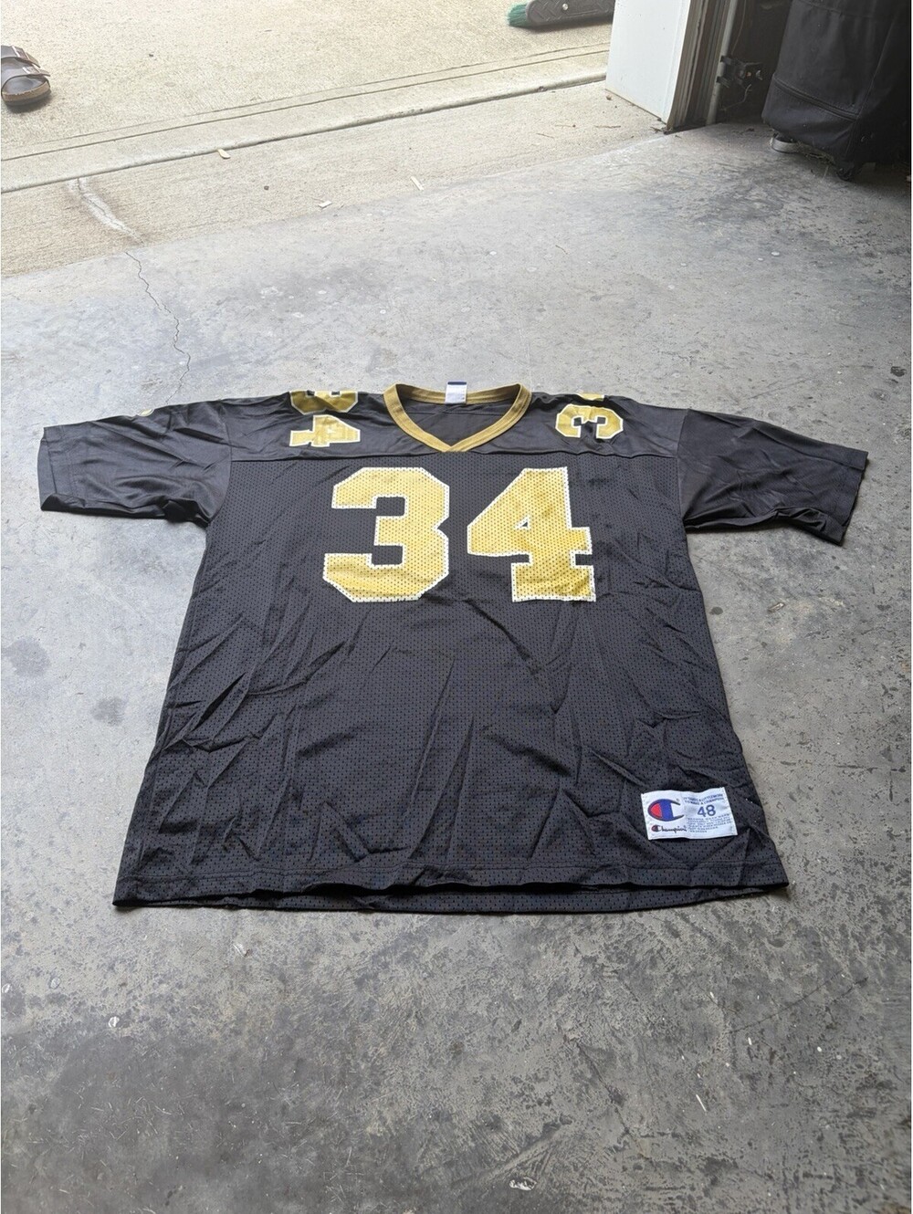 Champion Ricky Williams Saints 34 Jersey Mens 48 XL Black Gold Vintage NFL